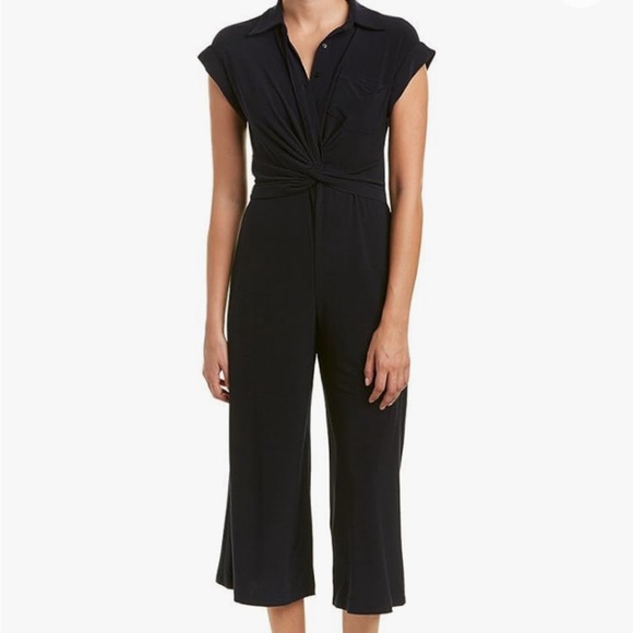 Women’s Short Sleeve Solid Stretch Knit Jumpsuit. - Picture 5 of 8
